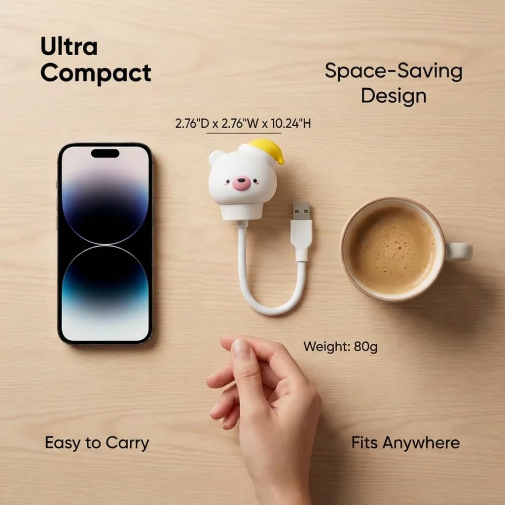 Smart Voice Activated Night Light - USB Plug-in, Dimmable Soft Lighting with Timer for Nursery, Baby Kids Bedroom & Breastfeeding,Portable Voice Control Lamp (Cute Bear)
