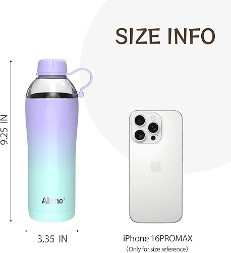 Miniatura 2 de Insulated Water Bottle for Women, 18 oz Stainless Steel Water Bottles, Double Walled, 2 Lids (Chug & Tumbler) - Hydrate & Caffeinate, Available Gift
