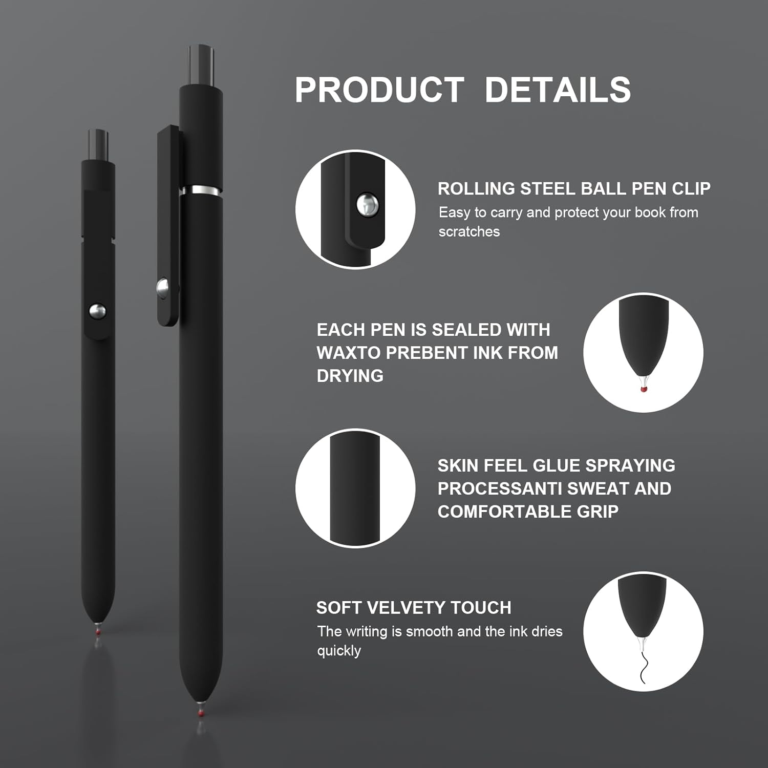 Gel Pens,0.5mm Fine Point Quick Dry Pens Smooth Writing Japanese gel pen,High-End Series Black Ink nurse aesthetic gel pen for Journaling Note Taking(10 Pcs Black Ink- Black shaft pens)