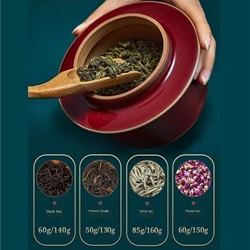 Ceramic Tea Caddy Retro Chinese Style Pure Handmade Kiln-changed Junhong Tea Storage Container Jar Small Sealed Jar Tea Set Single Jar Tea Canister