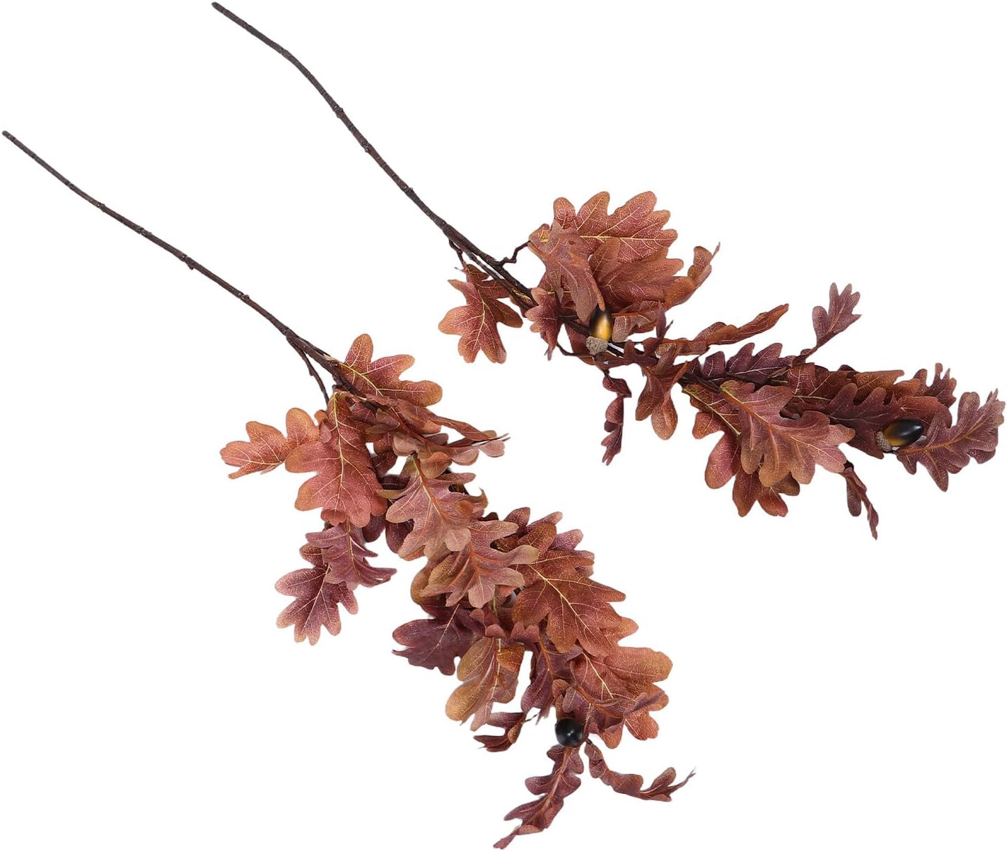 2pcs Artificial Oak Leaves Stems Fall Foliage Branches Faux Autumn Leaves for Outdoor Garden Wedding Home Décor Table Centerpiece