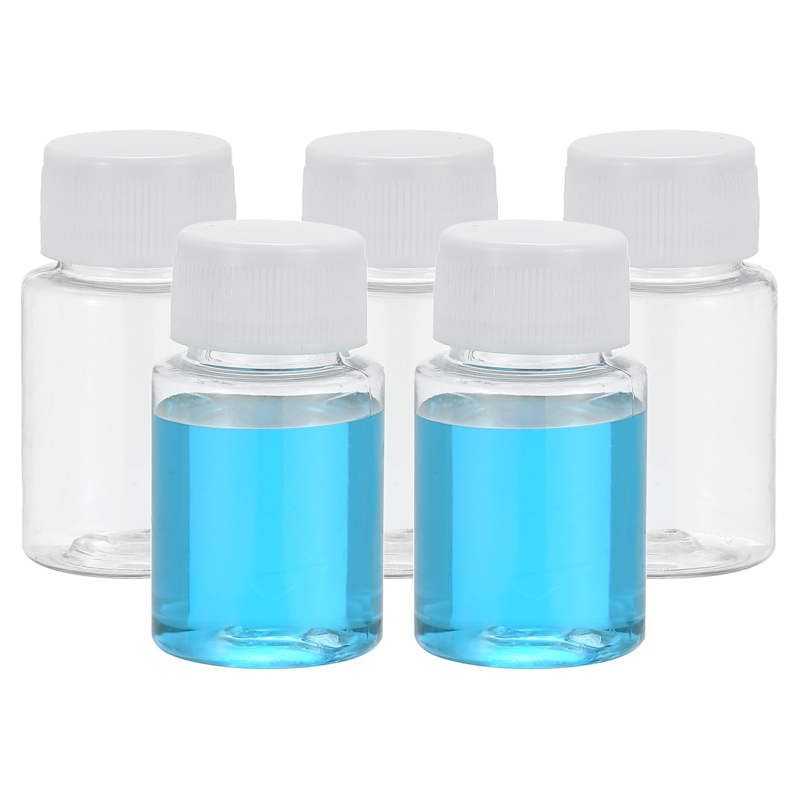 PATIKIL 5er Set Reagenzgläser 30ml - PET Weithalsflaschen Mit Deckel