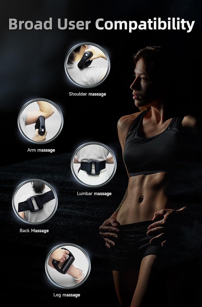 THE FINEST Deep Tissue Handheld Massage Gun Portable Cordless Massager for Back, Muscle Recovery & Pain Relief, Travel Size with Carry Case, Ideal for Athletes, Office & Home Relaxation (Purple)