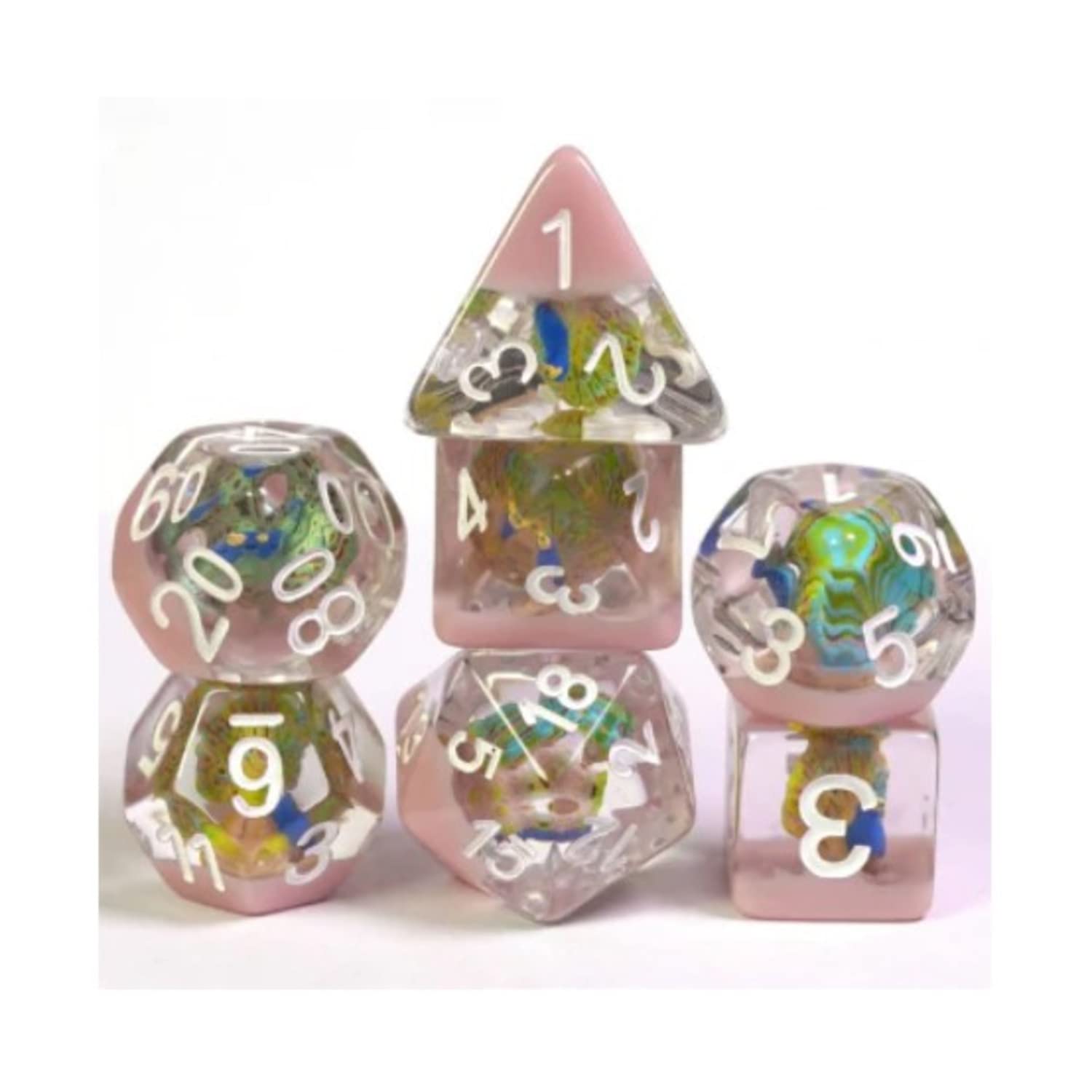Foam Brain Games Set di dadi con pavone, dadi colorati per giochi di ruolo.