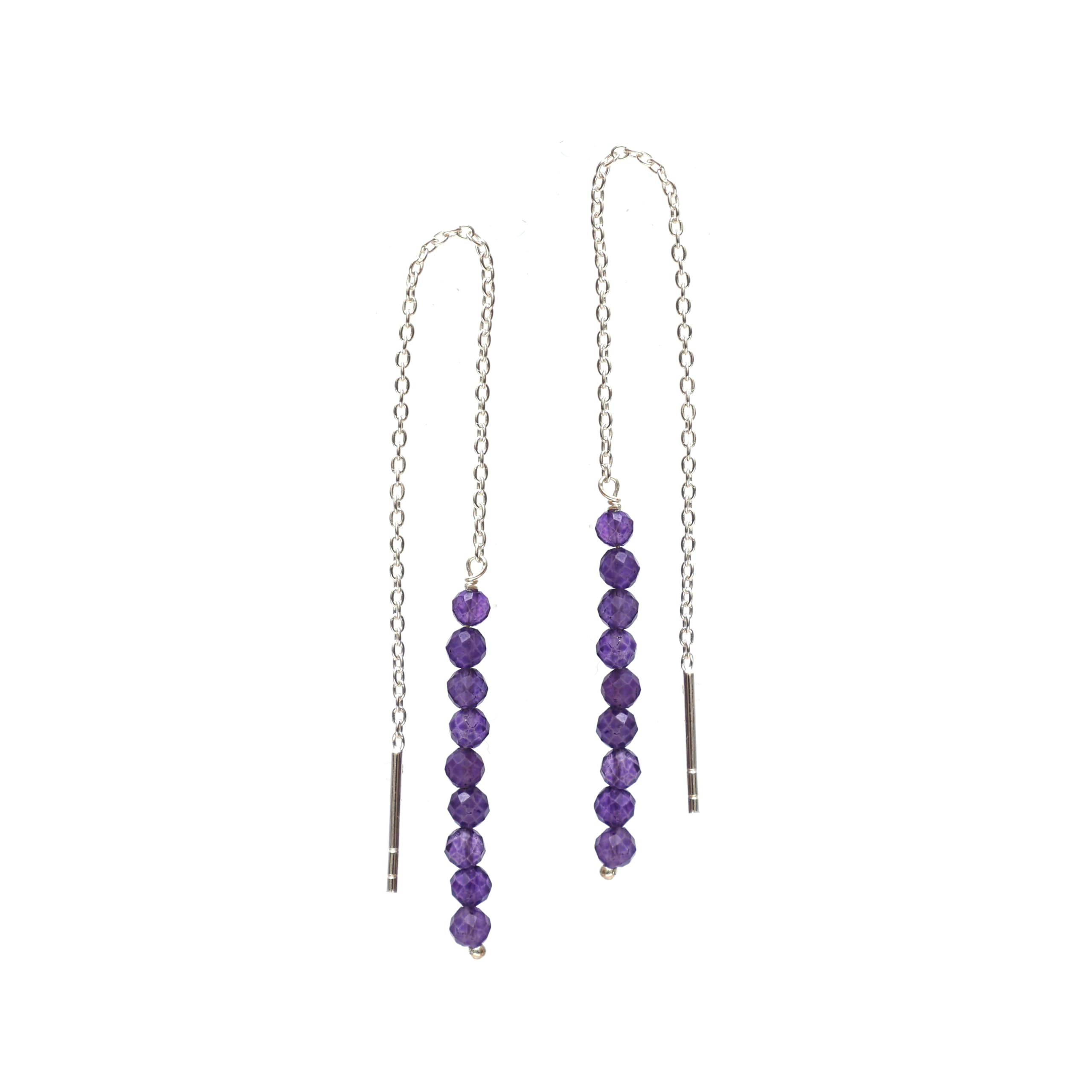 GemInspire Amethyst Beads Threader Earring for Girls, Crystal Chain Earrings, 925 Silver Jewelry, February Birthstone, Gemstone Earring, Gift for Her (B0BWMLX68X) Amazon Price History, Amazon Price Tracker