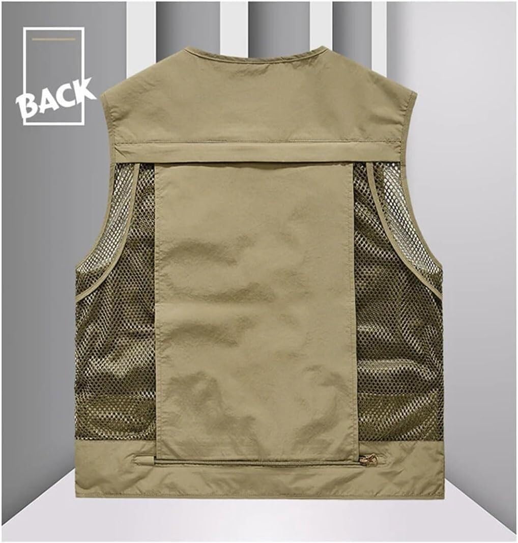Gilet En Cuir Multi-poches Pour Pêche, Photo, Randonnée - Marron Foncé - Taille XXL - Style Décontracté Outdoor