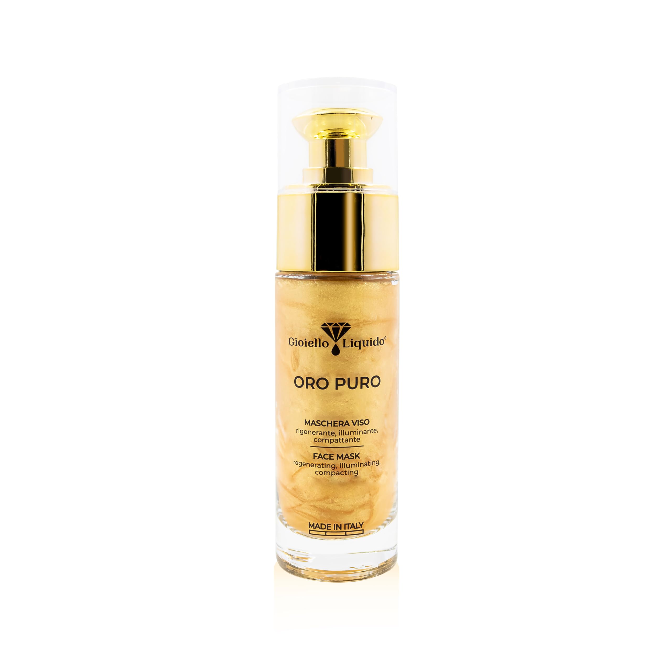 Box mit strahlendem Blick - 1 Gesichtsmaske mit kolloidalem Gold und Hyaluronsäure 30 ml + 1 Roll-on Augenkontur mit Kofferin, Kolloidales Gold 15 ml - Gratis Proben-Set - Gioiello Liquido