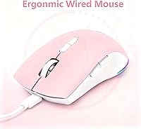 Vista 7 de Ratón con cable, ratón USB para computadora de 1600 DPI, mouse óptico móvil de diseño ergonómico con cable para computadora portátil, PC