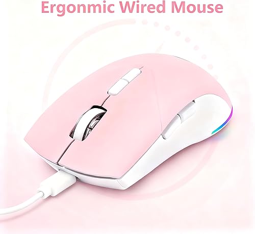 Miniatura 7 de Ratón con cable, ratón USB para computadora de 1600 DPI, mouse óptico móvil de diseño ergonómico con cable para computadora portátil, PC,