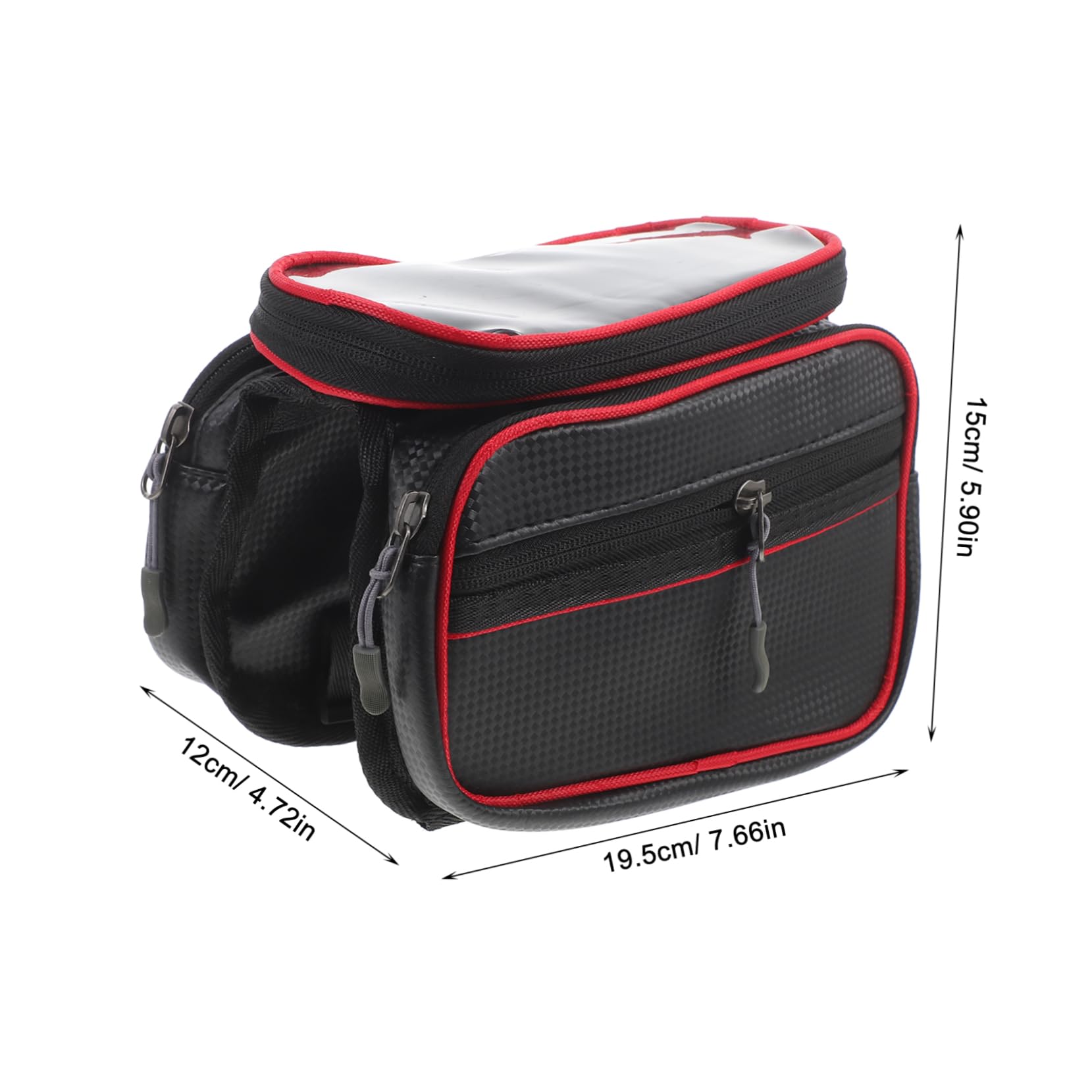 Holibanna Mountain Bike Saddle Bag Handlebar Storage Pouch with Dual Zippers Phone Bag for Cycling Red for Long Rides Rain Protection Three Pocket Design