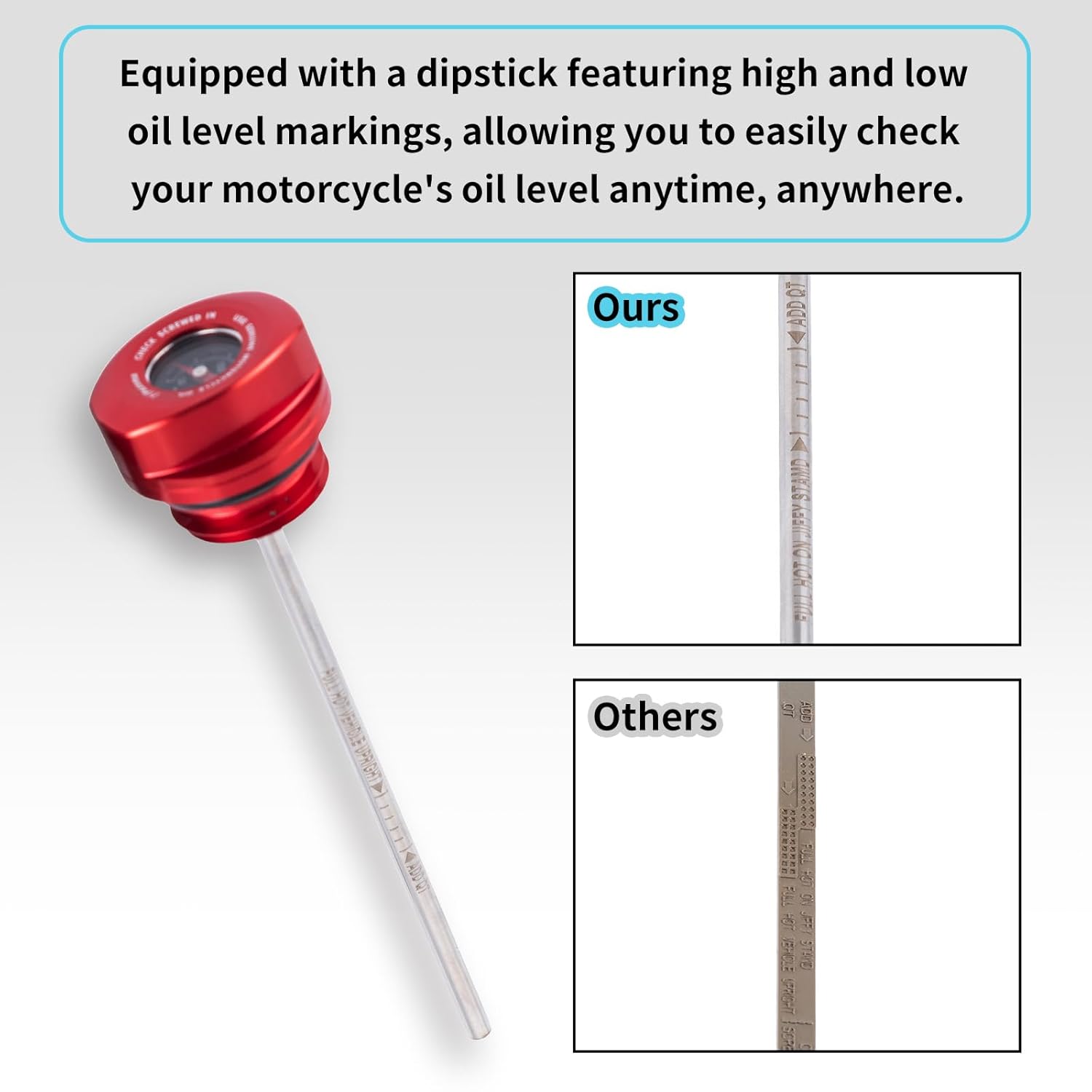 Red CNC Oil Cap and Temperature Gauge for Harley, Performance Oil Dipstick Compatible with Harley Touring 23.5+ CVO, 24+ Road Glide/Street Glide, 24 CVO Road Glide ST