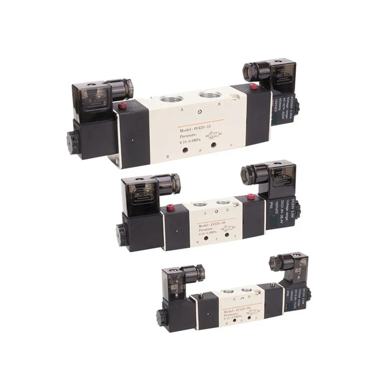 Válvula neumática solenoide AirTAC 4v210-06 4v210-08 220v Controlador válvula de Aire válvula de inversión Bobina de válvula electrónica 24v(4V210-08 AC220V)