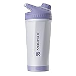 VOLTRX ChillMix Shaker Bottle Insulated Stainless Steel - USB C Rechargeable Electric Protein Shake Mixer, Shaker Cups for Protein Shakes and Meal Replacement, Misty Lilac, 16 oz