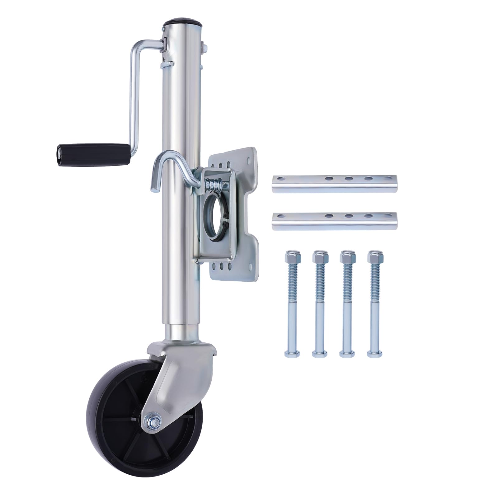 Roue jockey pour remorque, roue jockey de 15,2 cm, en acier au carbone, charge lourde, capacité de charge 540 kg, roue jockey automatique, roue jockey caravane, pour remorque de remorquage et