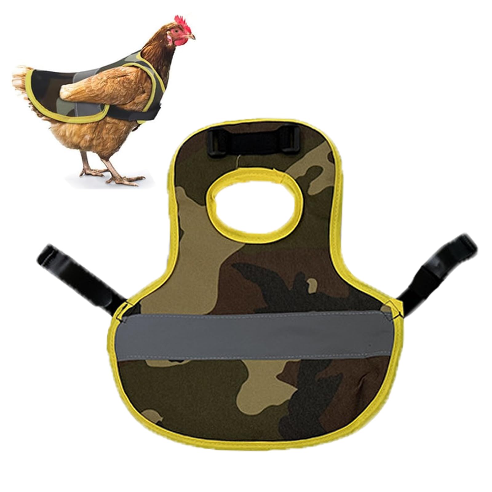 Giocattoli Pollo Sella pet Giubbotto Riflettente, Vestiti di Gilet Riflettente per Animali Domestici, Regolabili, Grembiule da sella Galline, Cinghie Elastich Gallina Costume (mimetico)