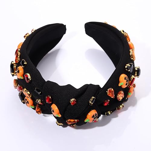 Miniatura 6 de Diadema de Halloween para mujer, diadema espeluznante de calabaza fantasma, diadema con diamantes de imitación, accesorios de Halloween