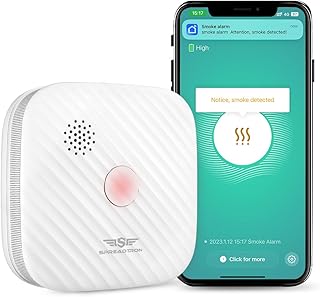 Spreadtron Smart Wi-Fi Smoke Alarm Detector, Tuya WiFi Photoelectric Smoke Alarms for Home with 2 years Replaceable Battery, Silence Button, Conforms to EN 14604 Standard, 1 pack