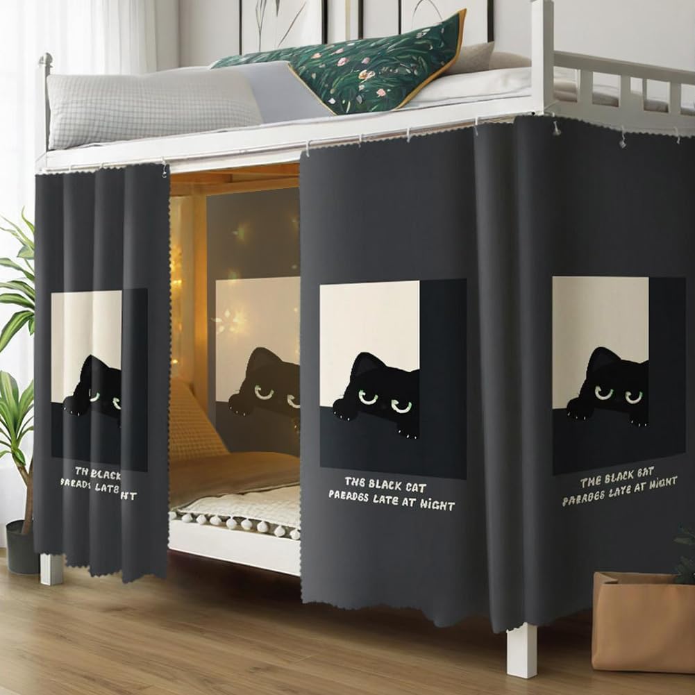 Blackout Bunk Bed Curtains Breathable Dustproof Bed Shading Drapes Lightproof Curtains Student Dormitory Privacy Cover Canopy Shading Cloths Lightproof Bedding Canopy Tent for Single Sleeper