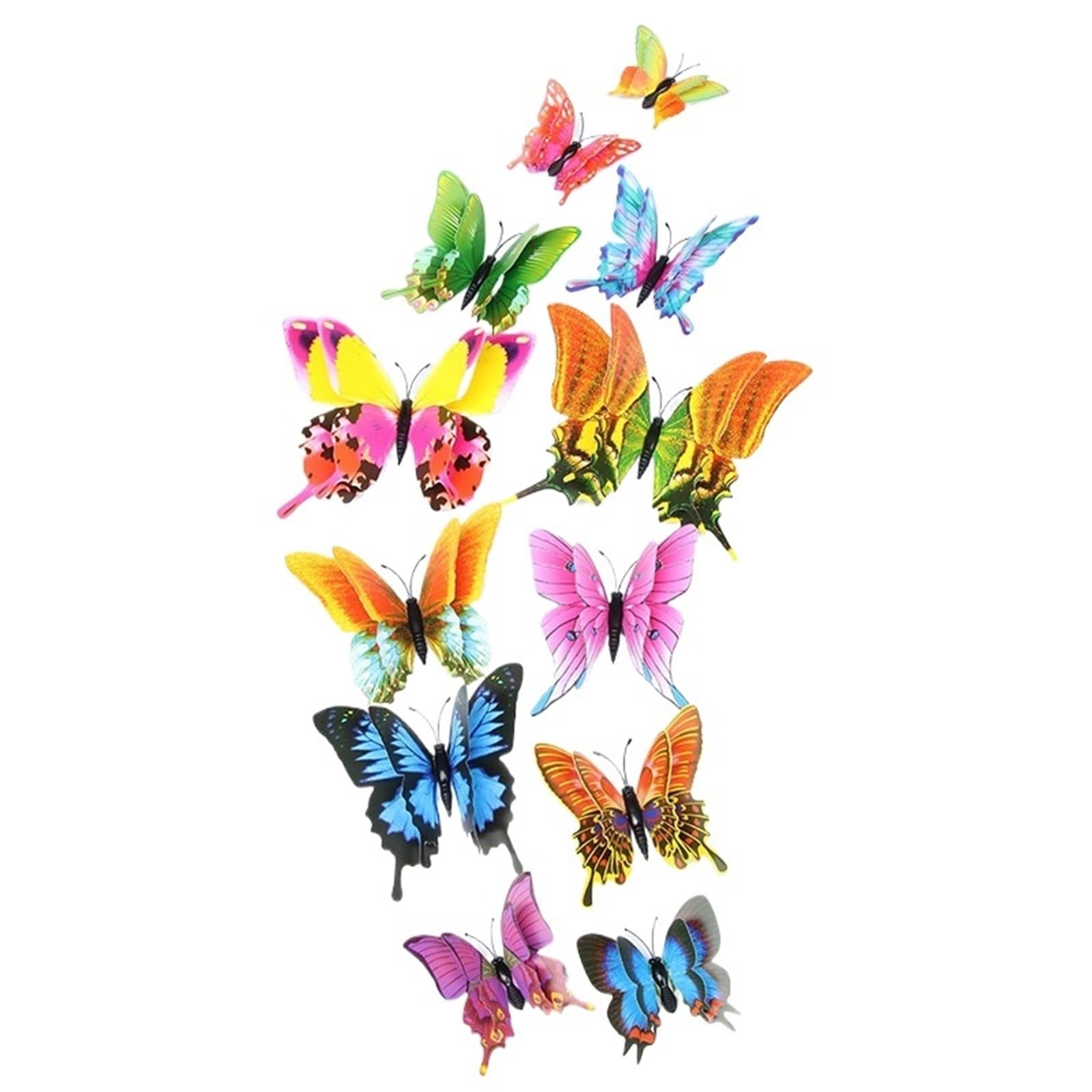 3D Butterfly Wall Decoration 12Pcs Mixed Color Double Layer Butterfly 3D Wall Sticker for Wedding Decoration Magnet Butterflies Fridge Decals Home Room Decor(Color01)