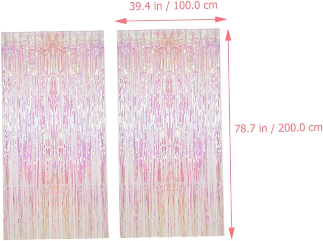 Luxshiny 2sets Rainbow Tinsel Backdrop Curtains for Birthday Parties Wide High Lightweight Streamers for Festive Decoration and Photo Booth Fun