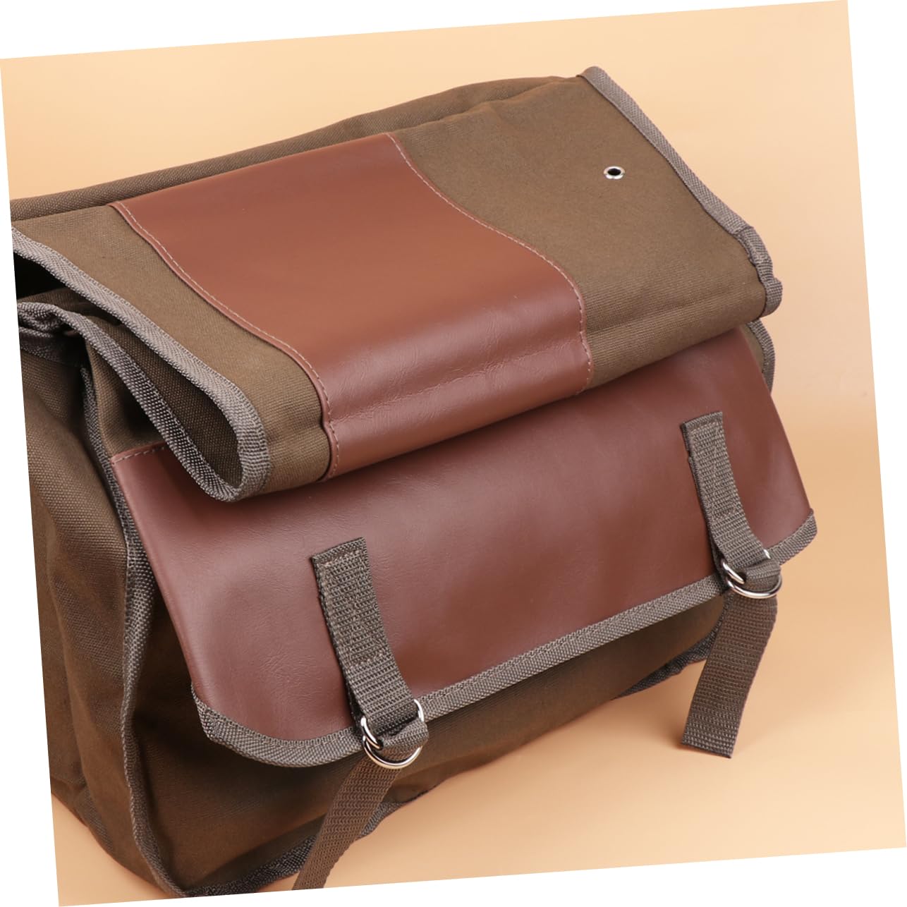 SUPVOX Borsa Posteriore Bici a Doppia Tasca Canvas Khaki Maniglia | Confezione Doppia, Design Stratificato Innovativo, Capienza Ampia, per Picnic e Viaggio