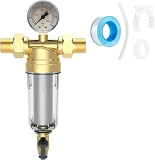 1 Zoll 6-Punkt-Verbindung, Messing Rückspülfilter Wasserfilter, Wiederverwendbarer Spin-Down-Sedimentfilter, Wasser Vorfilter mit 40 μm Filterfeinheit, Messing Wasserfilter inkl.