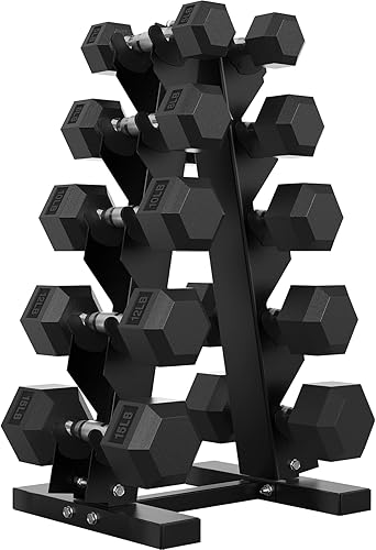 Hex Weights Dumbbells Set with Rack, 100-550 lb Rubber Coated Dumbbell Sets with Storage, Free Hand Weight for Strength Training, Exercise, Fitness,