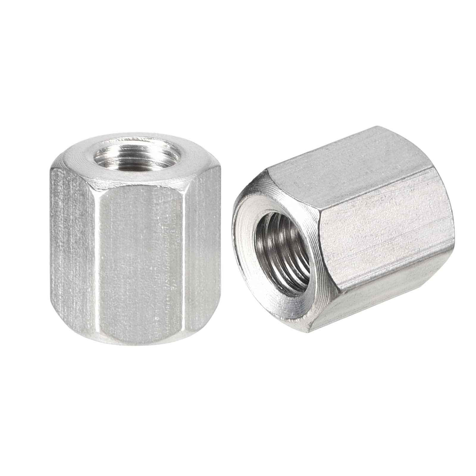 sourcing map M8 x 1.25-Pitch 15mm Length Coupling Nuts, 10pcs 304 Stainless Steel Metric Hex Rod Coupling Nuts