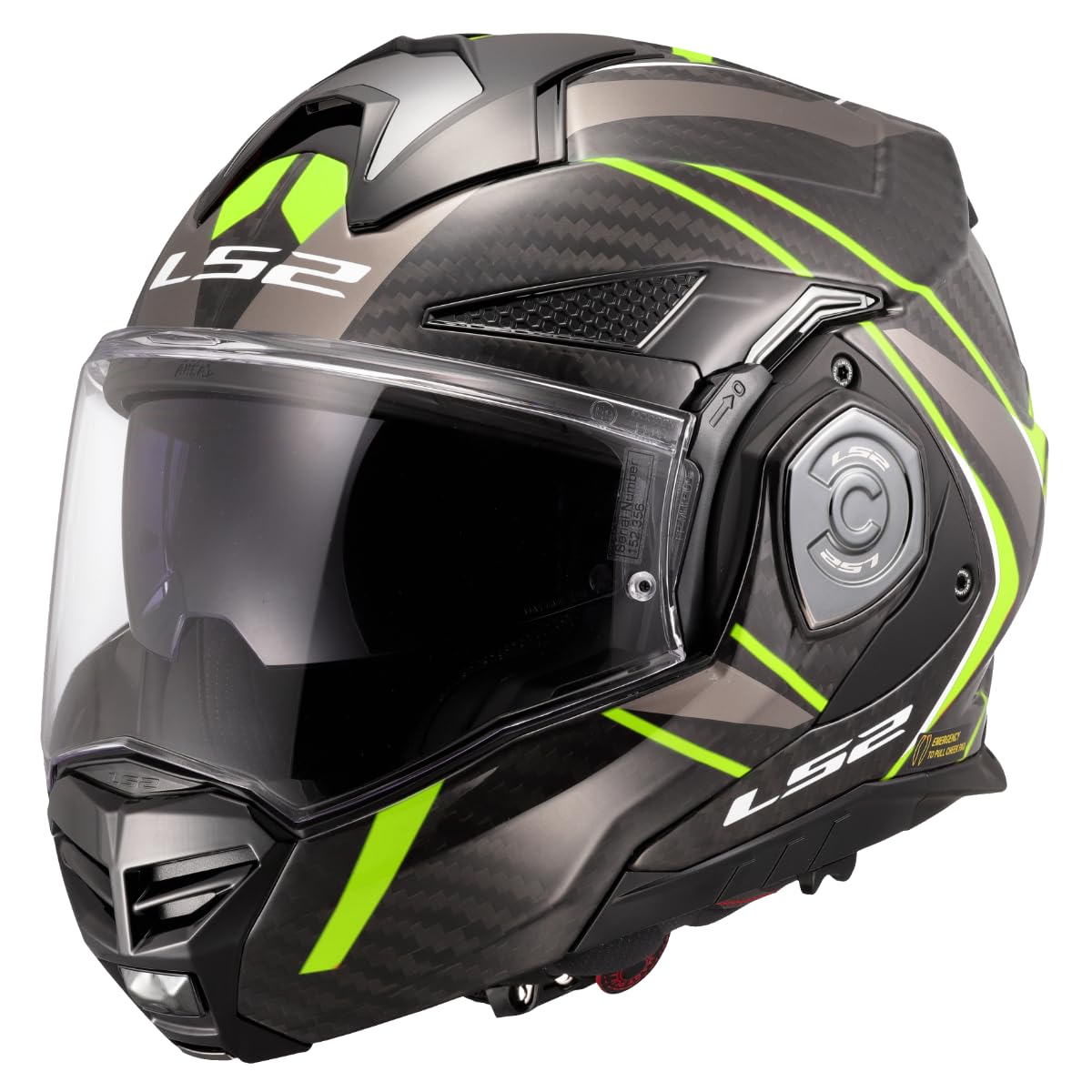LS2, Casque Moto Modulable ADVANT X Carbon Future II Gloss H-V Yellow, M