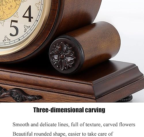 Miniatura 6 de Reloj de manto de 12 pulgadas con movimiento de campanilla, reloj de repisa de madera para decoración de sala de estar, reloj de abuelo decorativo