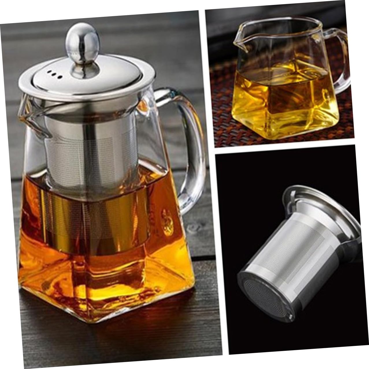 Tetera De Vidrio Resistente Al Calor Filtro De Acero Inoxidable Para Infusiones De Té Para Cocina o Despacho