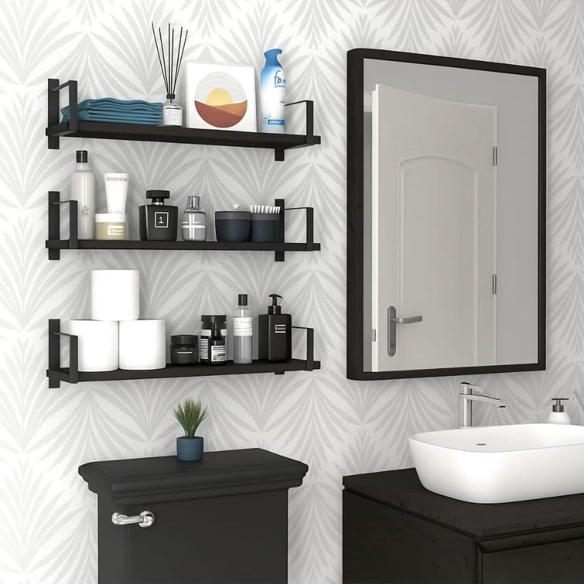 Image of Deion Wall Mounted Bookshelf for Living Room & Bedroom | Wooden Wall Shelf for Books | Floating Wall Bookshelf | Book Shelf Wooden Wall Mounted | Decorative Wall Shelf Rack (Brown, 19X6X6)