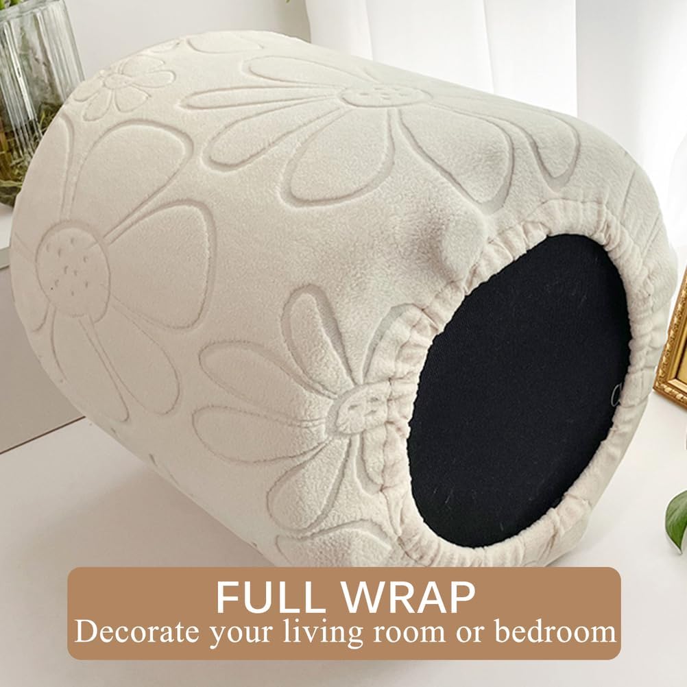 Green,D40cm*H40cm, Ottoman Cover Round Stretch Ottoman Slipcover Dustproof Soft Footstool Cover with Elastic Bottom Non-Slip Footstool Protector Cover for Bedroom Living Room Washable