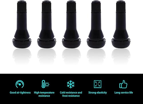Miniatura 3 de 5 tapas de núcleo de válvula a presión para automóvil, válvula de goma sin cámara TR413, compatible con automóviles, motocicletas, triciclos (negro)