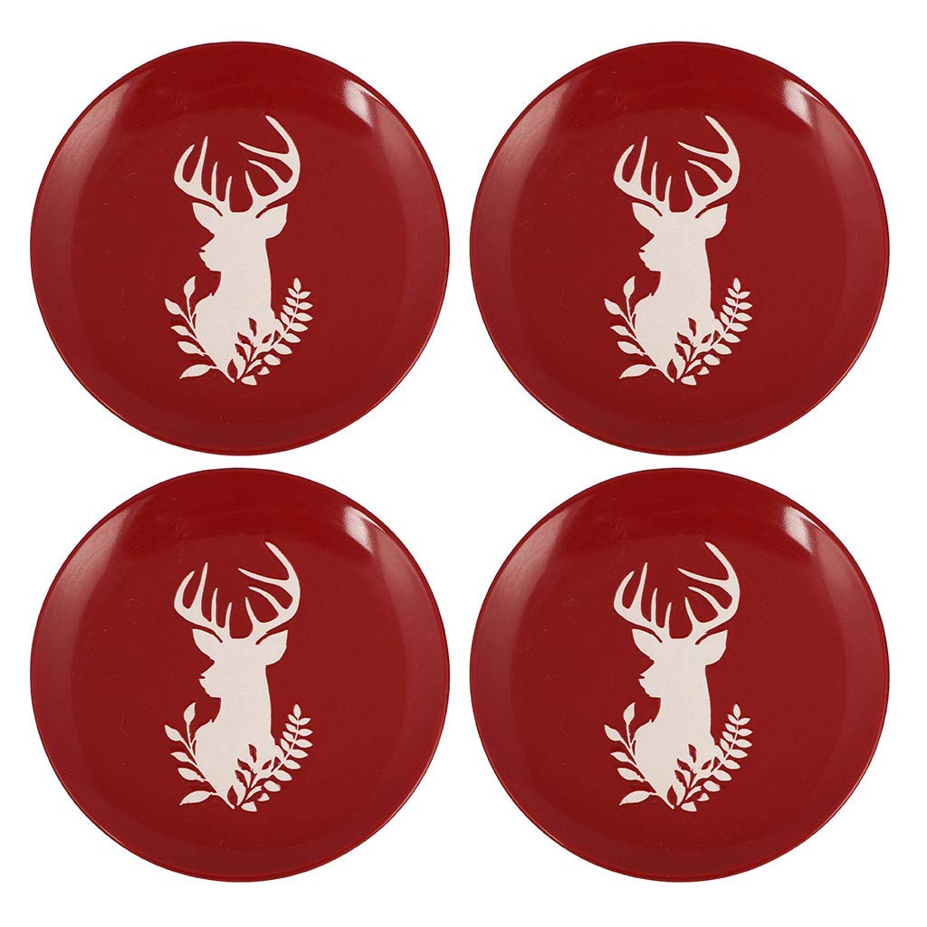 Set of 4 Red Stag Dishwasher & Microwave Safe Side Plates
