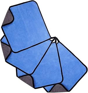 VICASKY 4 Stück Teiliges Auto Trockentuch Saugfähige Mikrofaser Reinigungstücher Blau für Auto und Innenraumreinigung Vielseitig Einsetzbar für Verschiedene Anwendungen