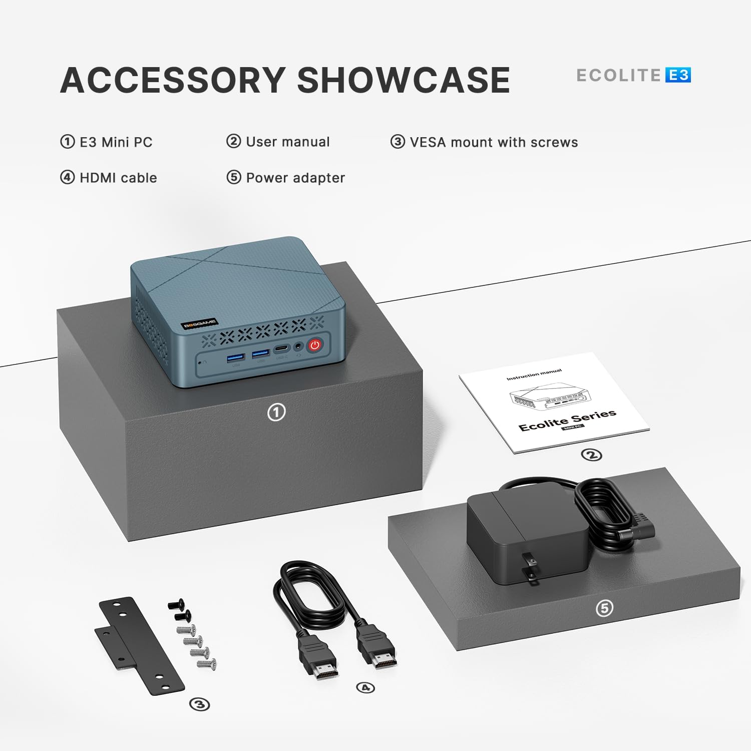 BOSGAME Mini PC E3, Intel Twin Lake N150 Mini Computers Full-Featured USB-C, 16GB DDR4 RAM, 512GB NVMe SSD, 4K Triple Display, 2.5G Gigabit Ethernet Desktop Computers for Office Business
