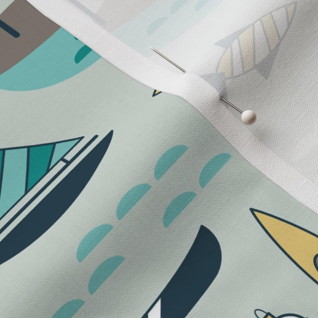 Spoonflower Fabric - Summer Novelty Lake Fishing Boat Camping Cabin Vacation Boating Pier Printed on Petal Signature Cotton Fabric Fat Quarter - Sewing Quilting Apparel Crafts Decor