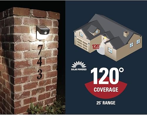 Miniatura 4 de HALO Luz LED solar para exteriores, sensor de movimiento, luz de cuña de inundación y seguridad, cobertura de 120 grados, bronce