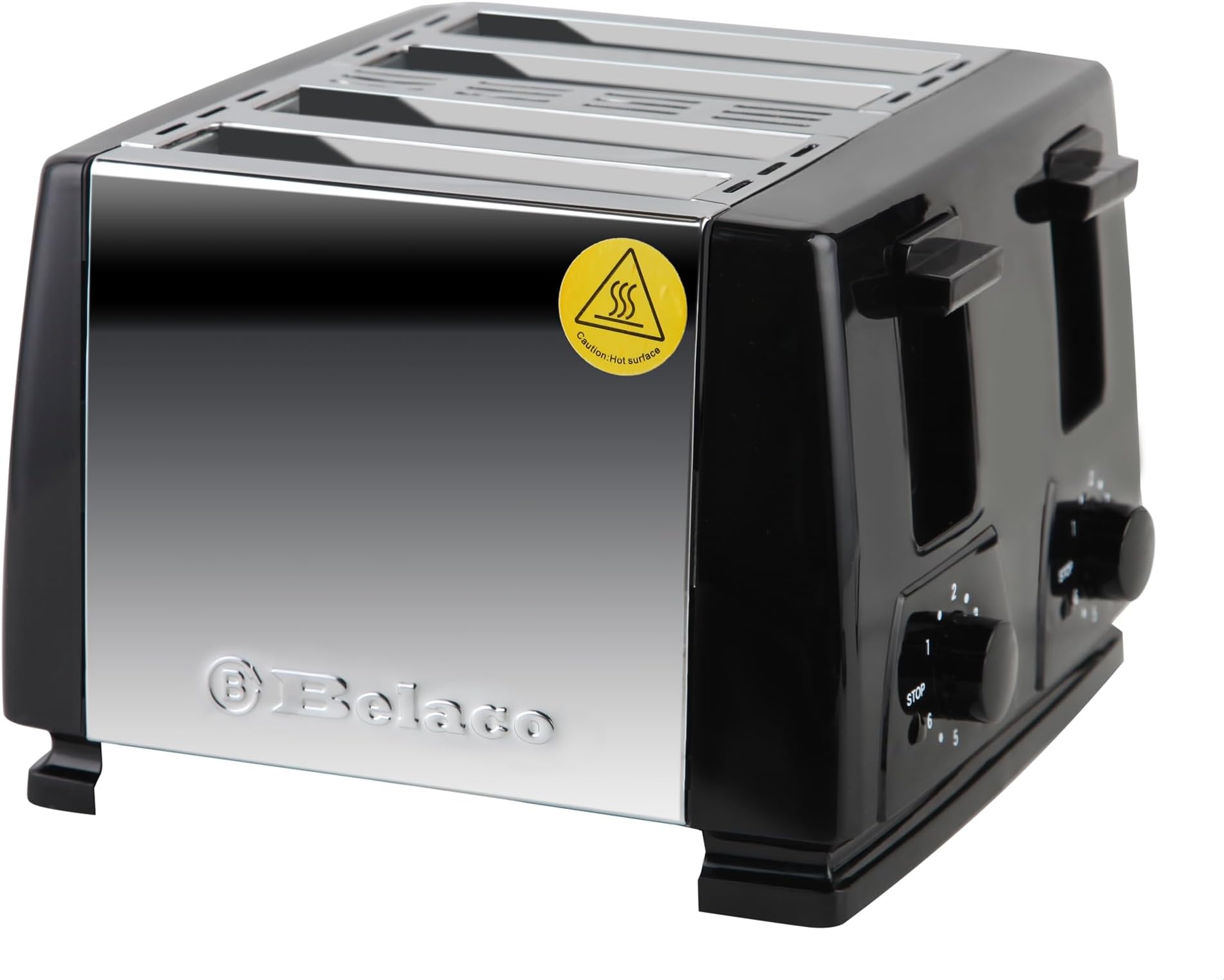 Toaster 4 Slice Toaster BT410 Steeliness Steel housing Black Toaster 1300W auto pup up Function, Variable Electronic Timing Control