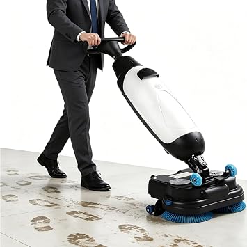 Floor Buffer Polisher Machine, Multi-Functional Commercial Floor Washer, Dual Brush Cordless Electric Floor Cleaner, Efficient Cleaning for Home and Commercial Spaces White