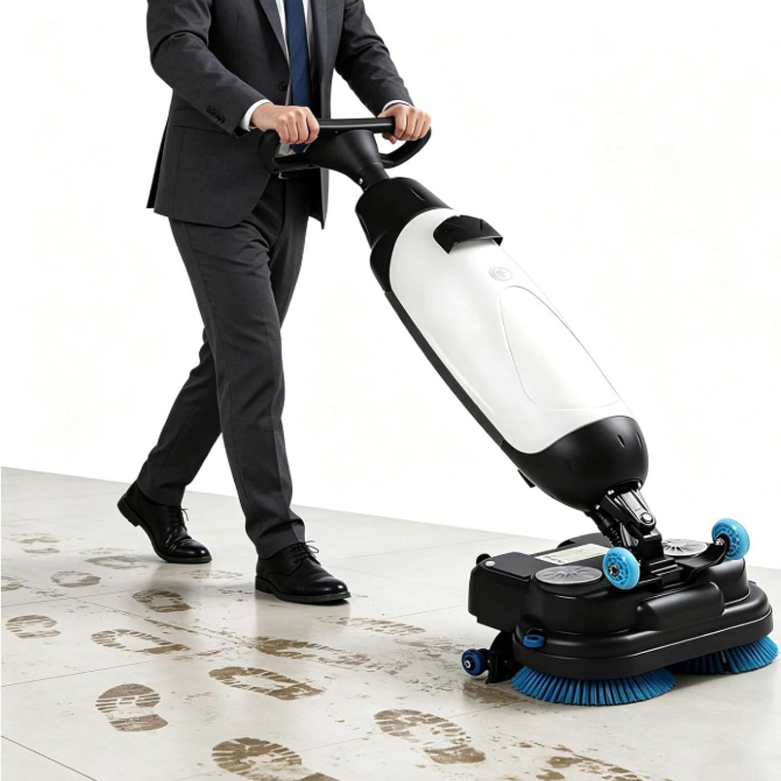 Oiyekntd Floor Buffer Polisher Machine, Multi-Functional Commercial Floor Washer, Dual Brush Cordless Electric Floor Cleaner, Efficient Cleaning for Home and Commercial Spaces White