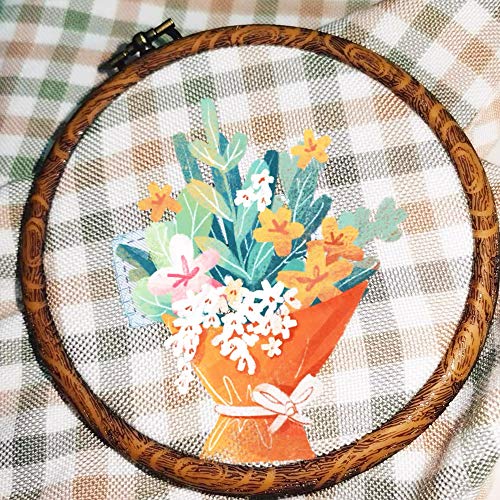 Image of 4 Pieces Embroidery Hoop Ring Plastic Cross Stitch Hoops Set Imitated Wood Display Frame Circle and Oval Embroidery Kits for Art Craft Sewing and Hanging,With 16pcs Gold Eye Sewing Needles