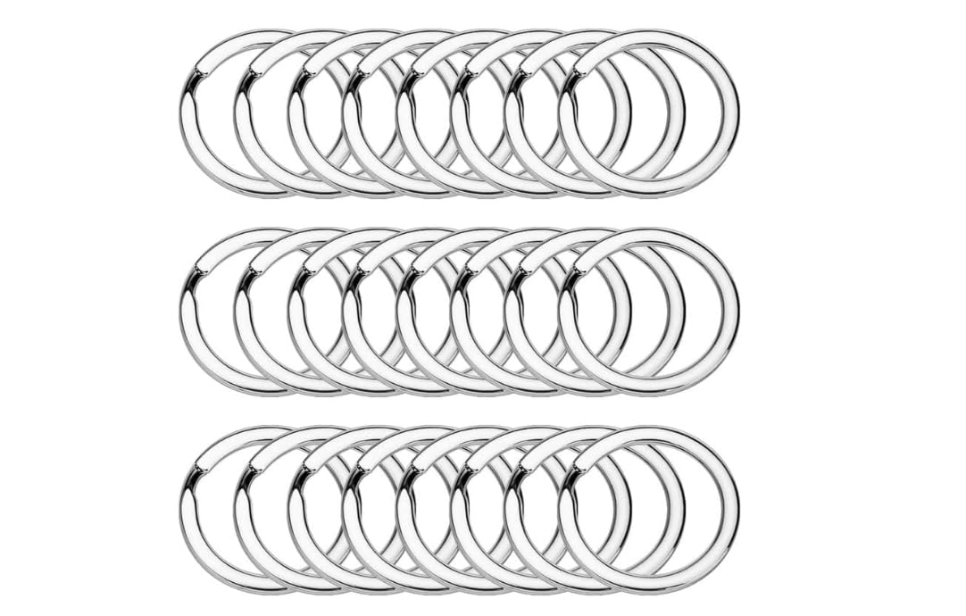 OrmangoORMANGO 10 Pcs Round Shape Key Rings 30 MM Dia, Flat Key Chain Rings Metal Split Ring for organizing Keys Surgical Grade Stainless Steel Key Rings - Round Split Key Rings for Keychains
