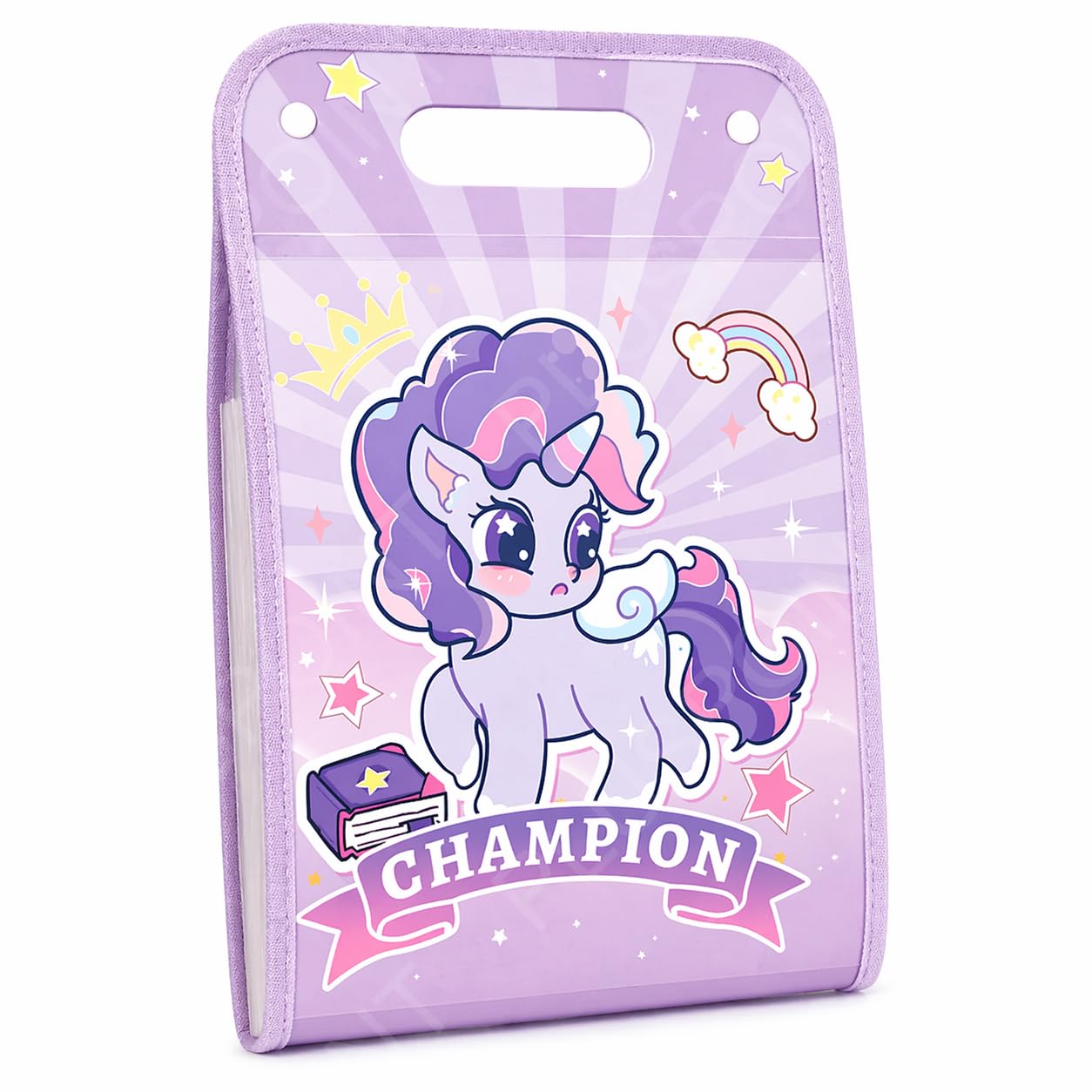 PLUSPOINT Kids Expanding File Folder A4, 12 Pockets Document Organizer with 12 Color Labels, Unicorn Theme Accordion File for School Papers, Art Work, Documents for Boys & Girls-image-41