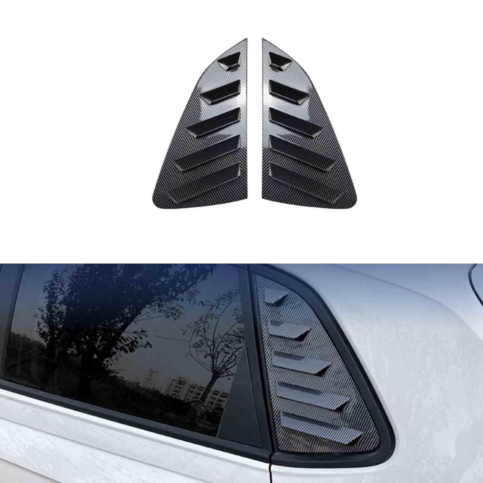 YPFYBHD Rear Window Louver Shutter, Compatible with VW POLO MK6 2018+, 2Pcs Triangle Blinds, Side Vent Panel Decoration Cover, Carbon Fiber Look