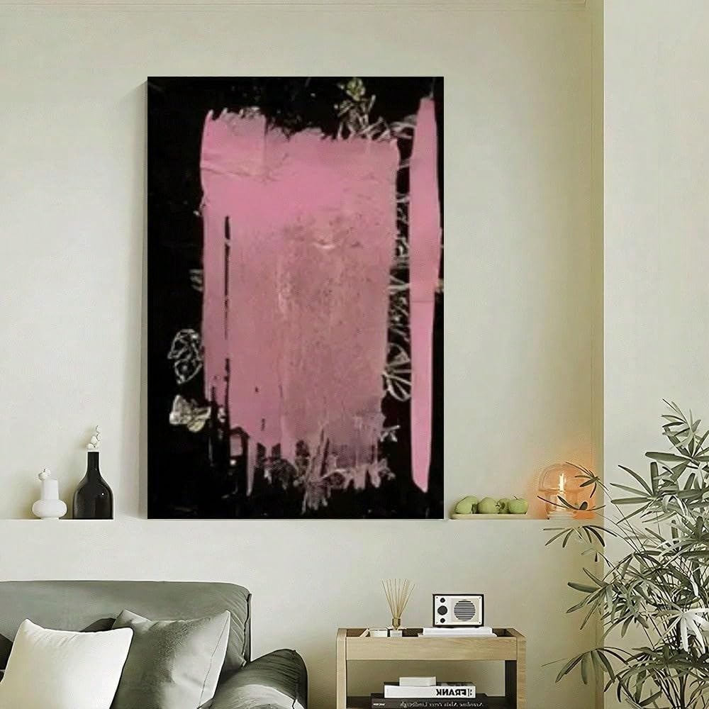 TZKBDMA Pink And Black Abstract Floral Painting Canvas Painting Poster Wall Art Pictures for Living Room Decoration(21x30cm/Without frame)