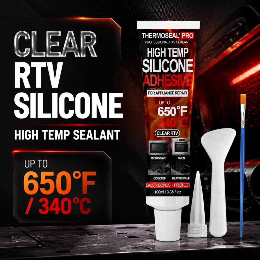 High Temp RTV Silicone Sealant 650°F for Oven Door Grill & Fireplace Clear