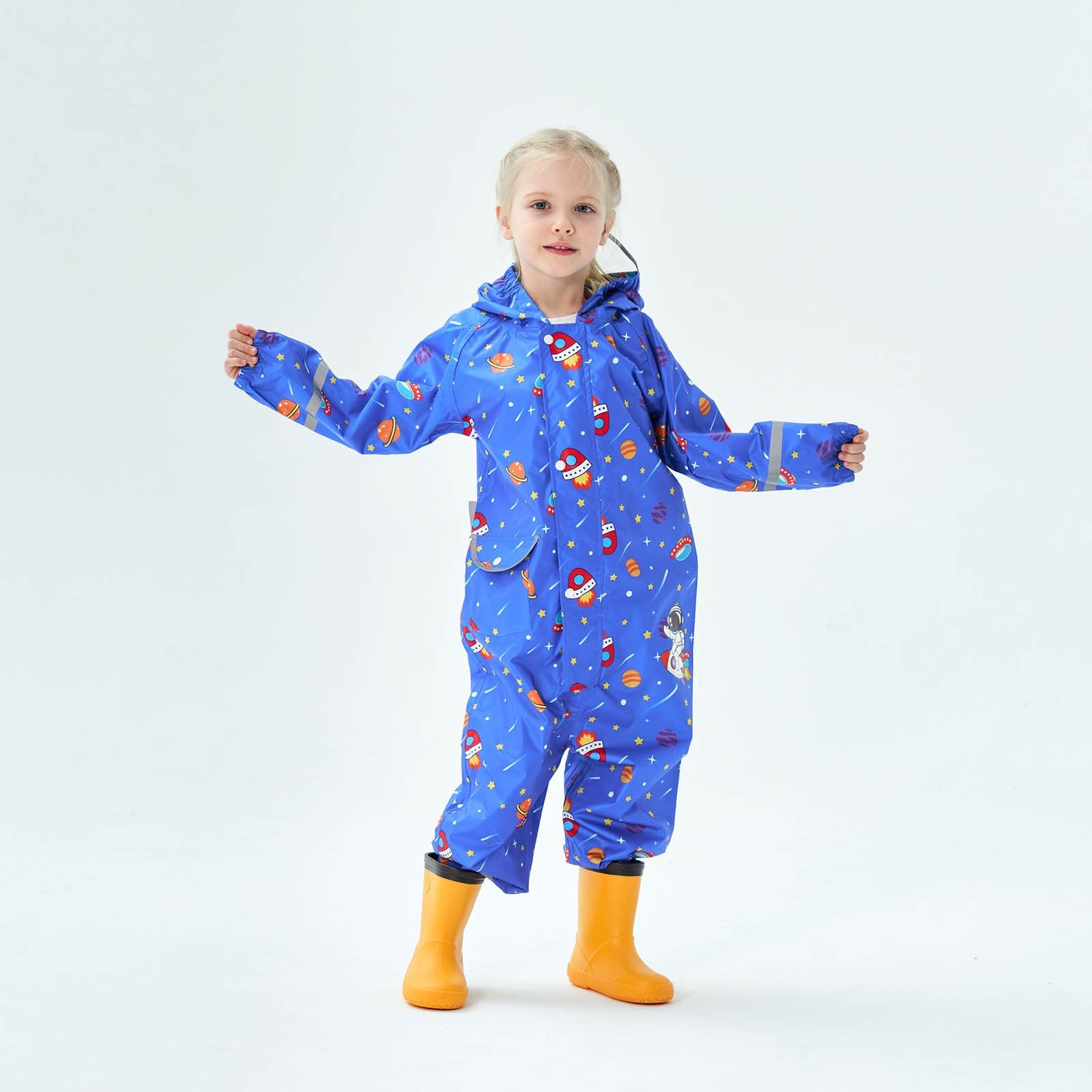 Generico Giacca Da Pioggia Bambino,Poncho Antipioggia Per Bambini Con Inserti Riflettenti Ideale Per Il Gioco All'Aperto Di Bambini E Bambine