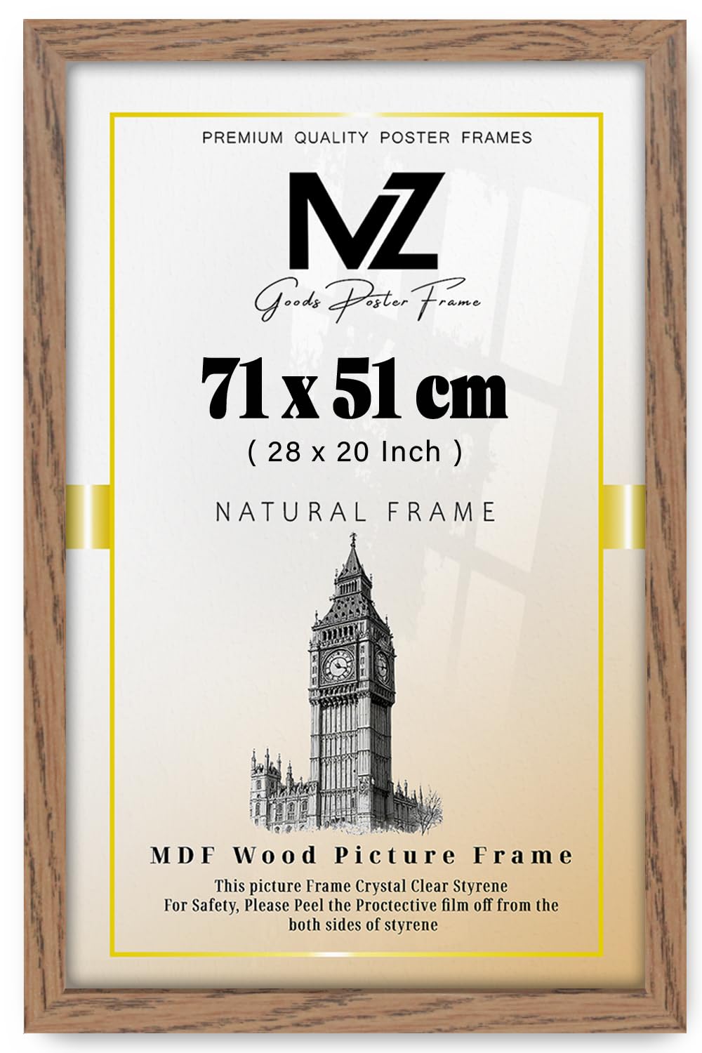 Mz Goods Dark Oak | Mdf Poster Frame (71 X 51 Cm) 20 X 28 For Botanical Prints, Office Certificates & Art, Stylish Mdf Finish, Easy Wall Mounting [ ]